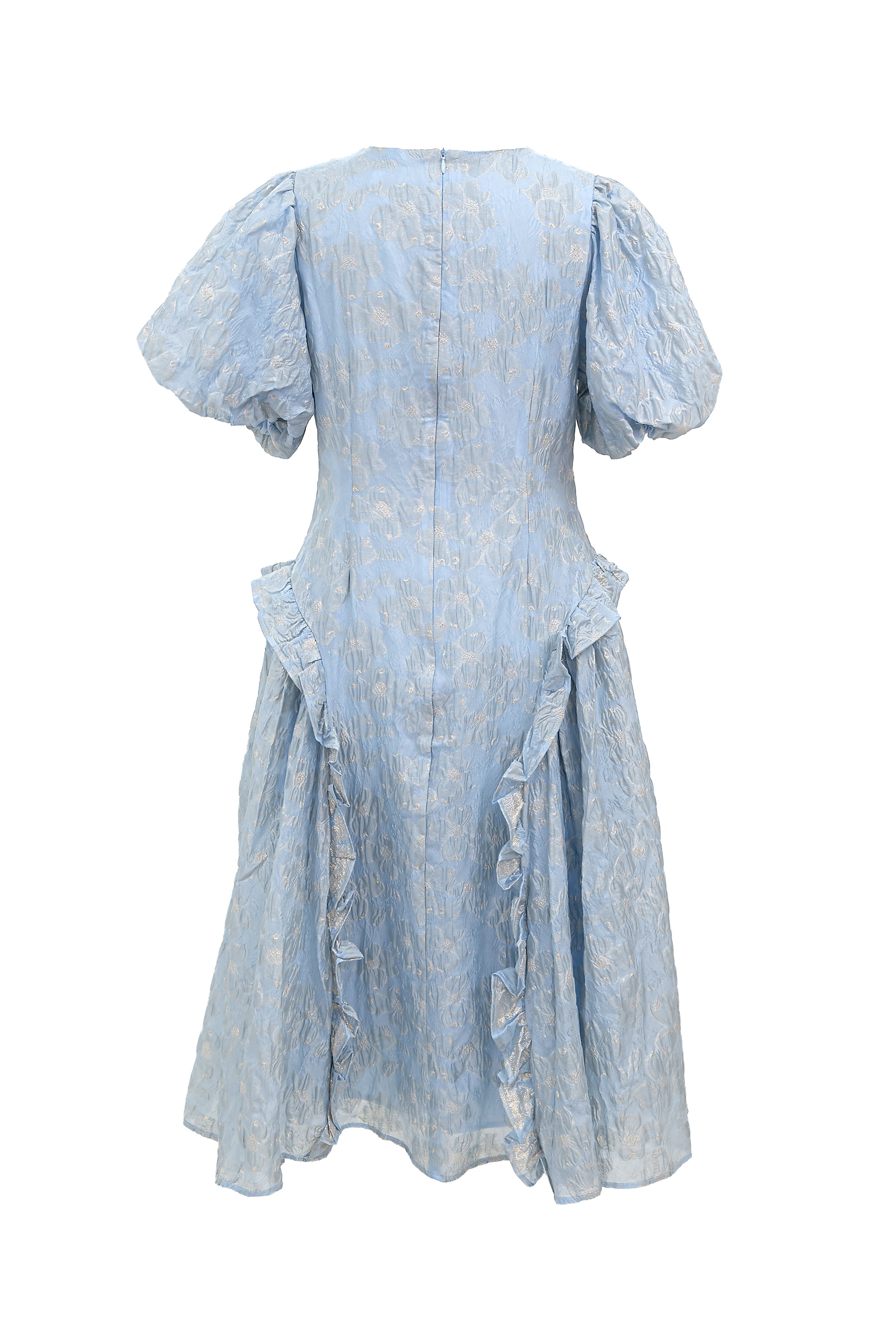 sister Jane］ジャガード パフスリーブミディドレス-ブルーをレンタル