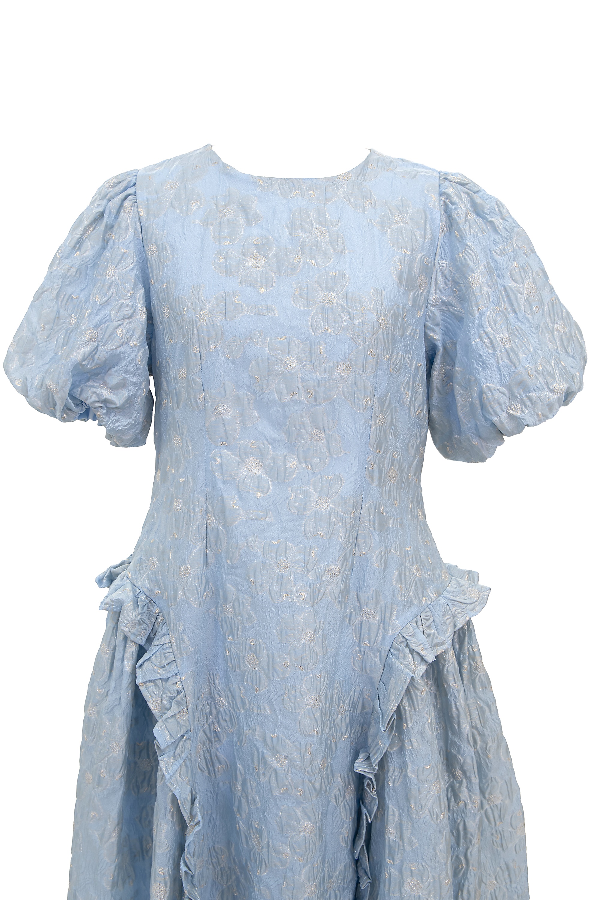 sister Jane］ジャガード パフスリーブミディドレス-ブルーをレンタル