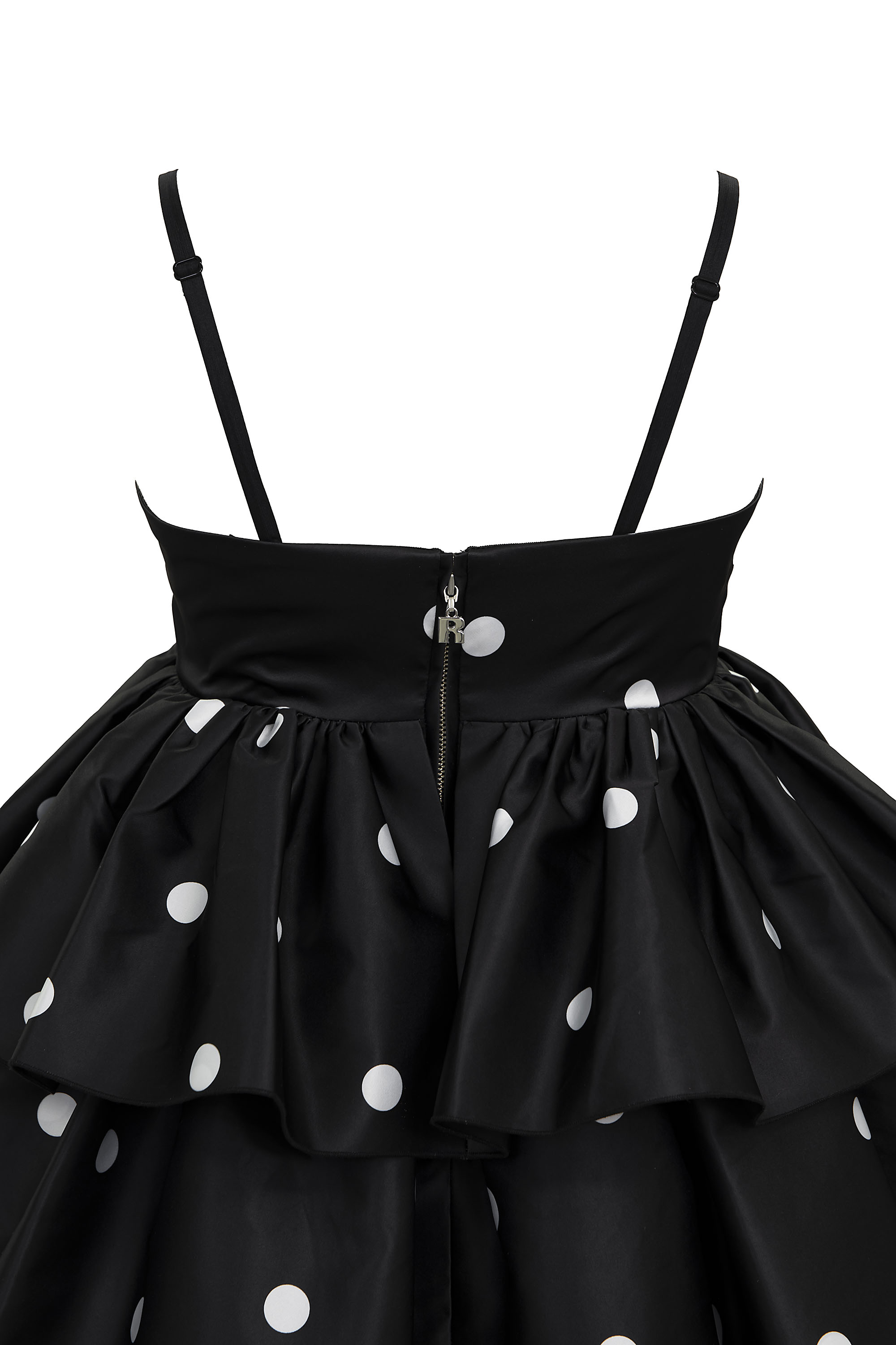 ROTATE BIRGER CHRISTENSEN］ドットサテン ラッフルミニドレス 