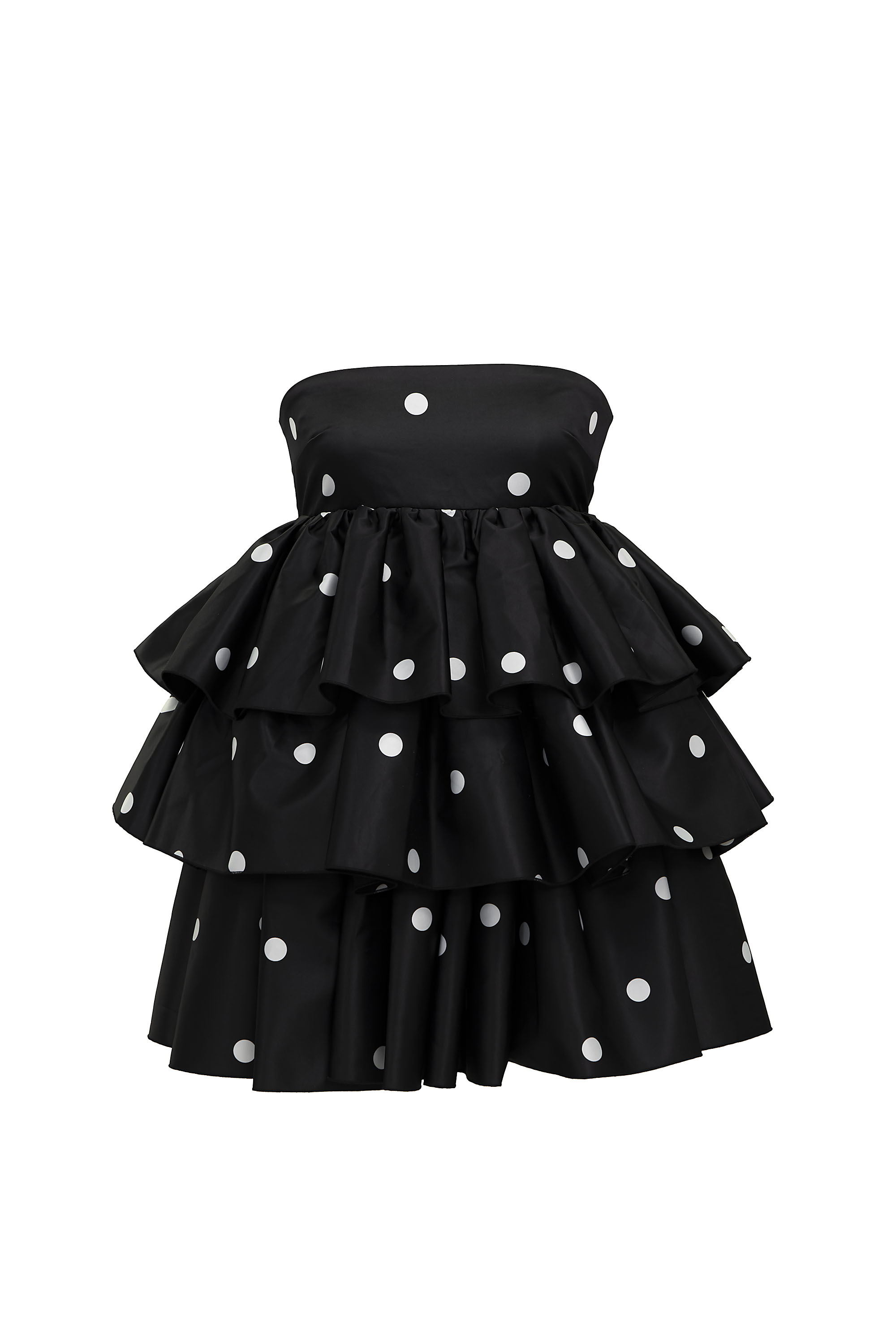 ROTATE BIRGER CHRISTENSEN］ドットサテン ラッフルミニドレス 