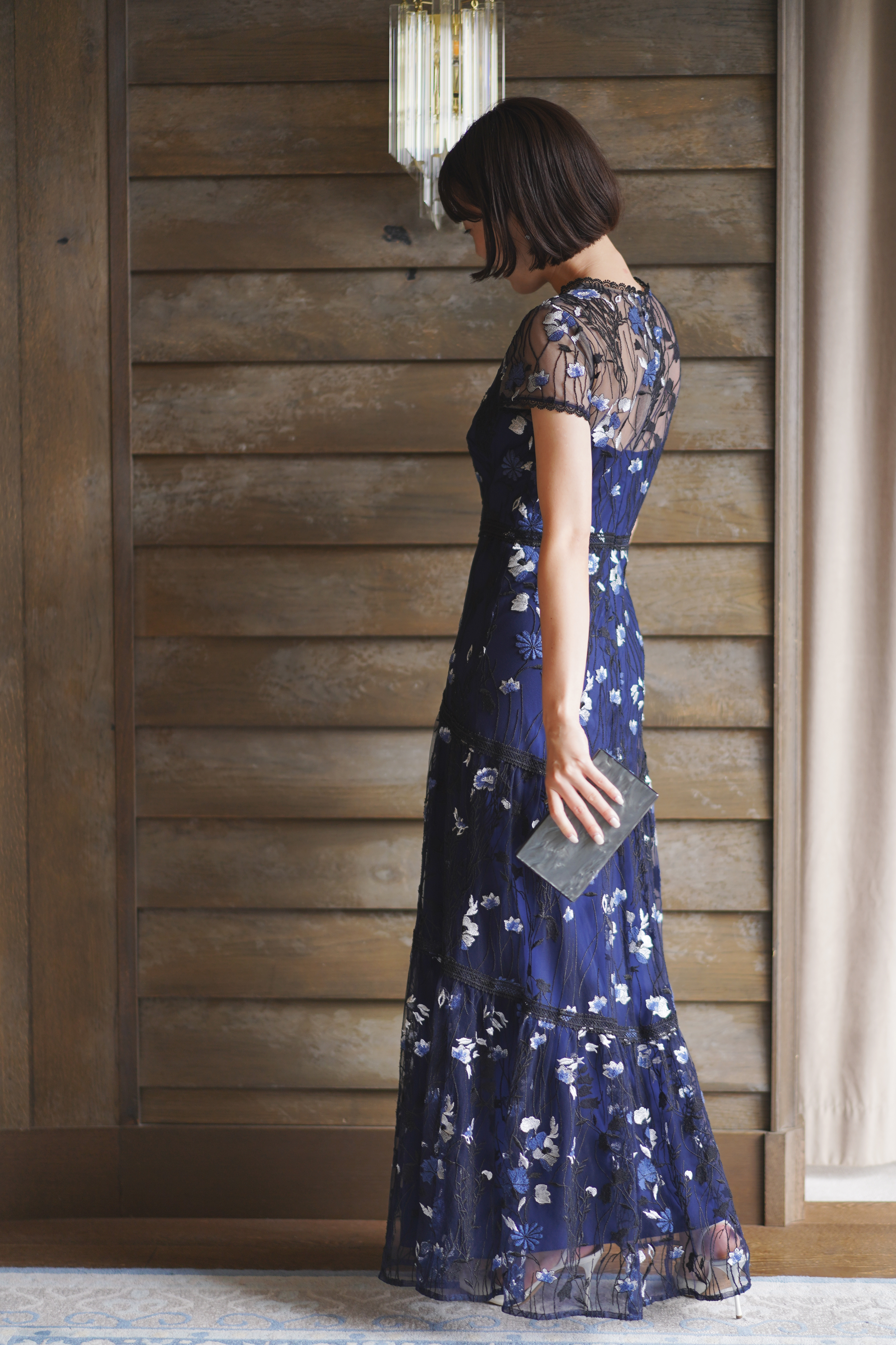 Oh Polly ラベンダー 片袖ドレープドレス Oh Polly ラベンダー 片袖ドレープドレス
