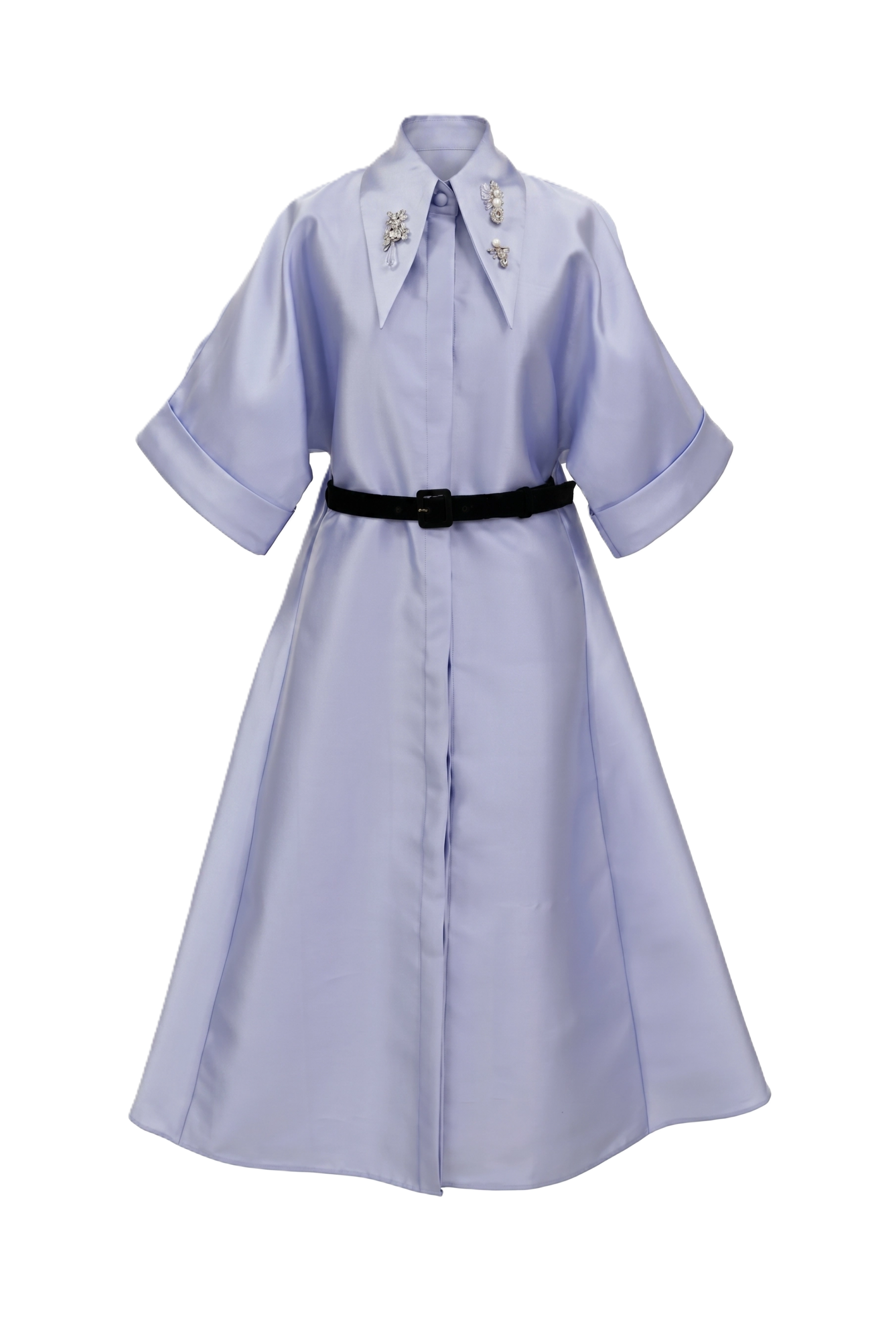 定価4万5千円  Khoon Hooiのシルクシャツ クーン・フイ(Khoon Hooi)|サテンシャツドレス(36)-ブルーをレンタル