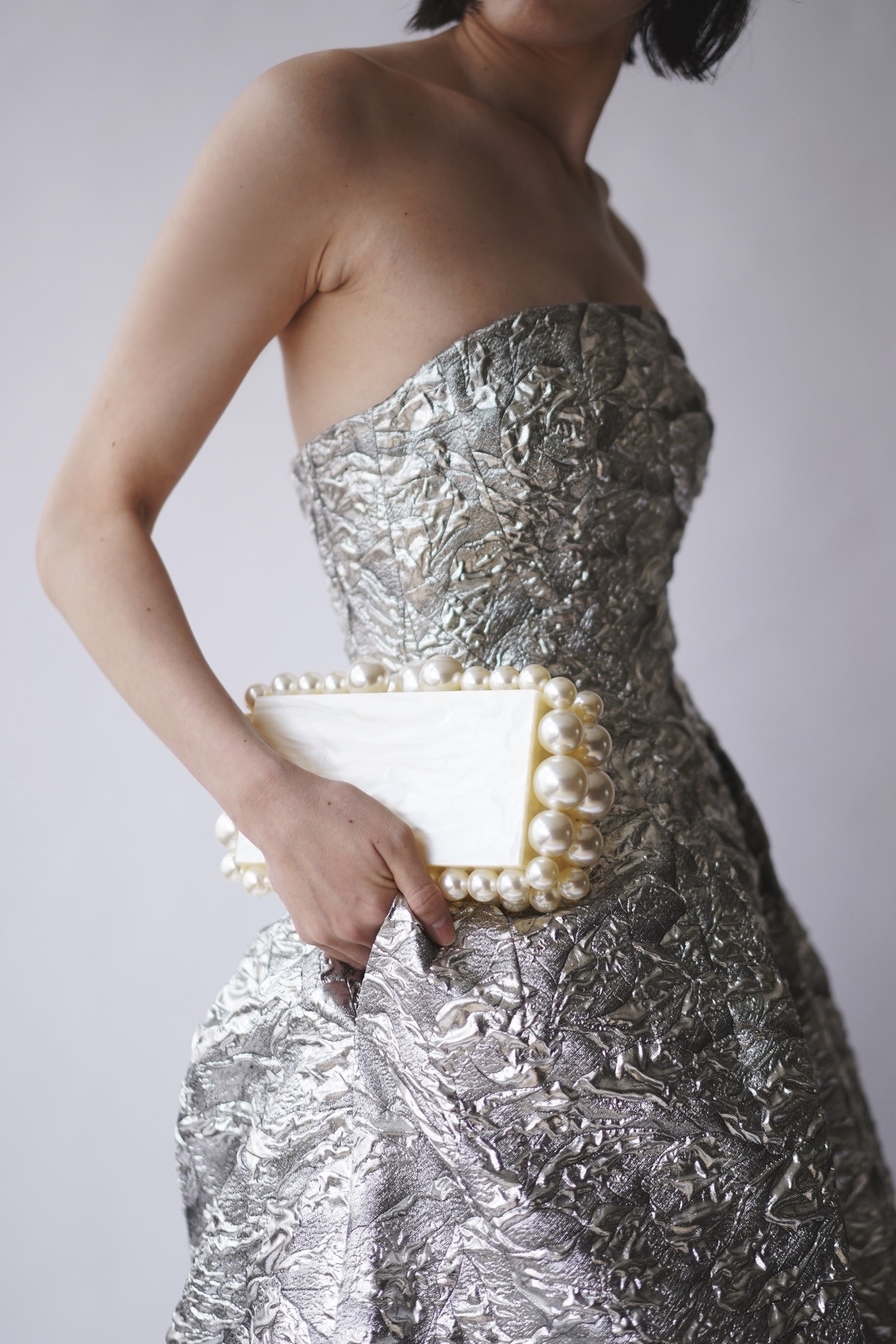 モニーク・ルイリエ(Monique Lhuillier)メタリックジャガードドレス