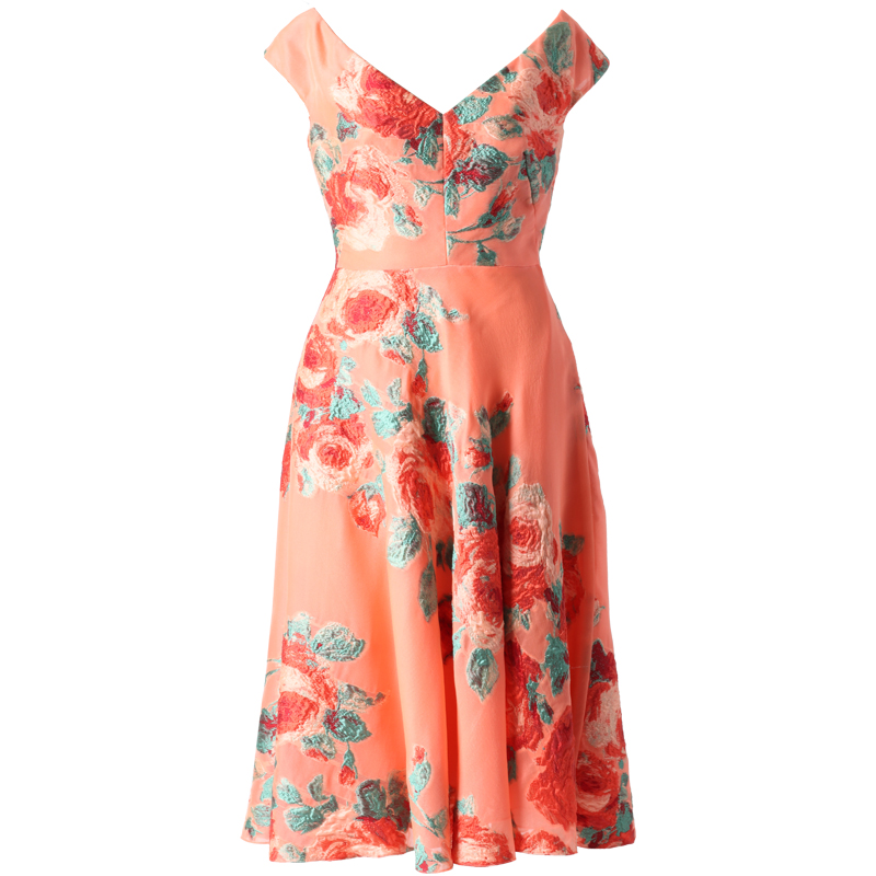 刺繍フィットアンドドレスドレス オレンジ をレンタルする レラ ローズ Lela Rose Haute Rent To Runway