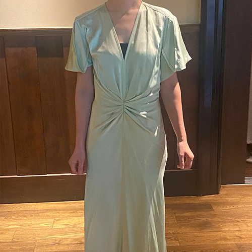 Victoria Beckham］ウエストギャザーVネックドレス-グリーンを